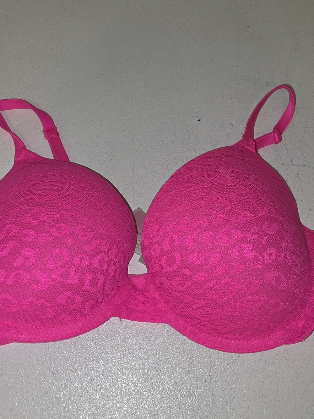 PINK Victoria's Secret Hot Pink Lace Push-Up Bra